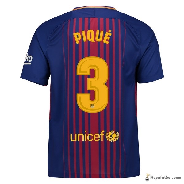 Camiseta Barcelona Replica Primera Ropa Pique 2017/18 Azul